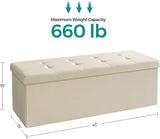 Beige SONGMICS 109cm Multi-Functional Folding Storage Bench Ottoman - Extra Image