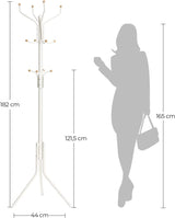 SONGMICS Metal Coat Rack 182 cm Tall Hall Tree White - 45-Degree Angle