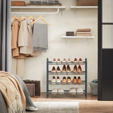SONGMICS 4-Tier Shoe Rack Storage 16 Pairs Organizer Gray - Side View