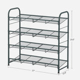SONGMICS 4-Tier Shoe Rack Storage 16 Pairs Organizer Gray - 45-Degree Angle