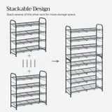 SONGMICS 4-Tier Shoe Rack Storage 16 Pairs Organizer Gray - Rear View