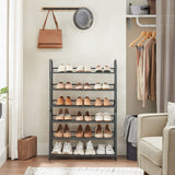 SONGMICS 4-Tier Shoe Rack Storage 16 Pairs Organizer Gray - Low Angle