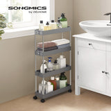 SONGMICS 4-Tier Storage Cart on Wheels Gray - Front View