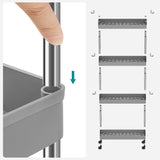 SONGMICS 4-Tier Storage Cart on Wheels Gray - Rear View