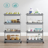 SONGMICS 4-Tier Storage Cart on Wheels Gray - Low Angle