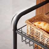 SONGMICS 3-Tier Metal Rolling Cart on Wheels with Removable Shelves Black - Front View