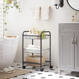 SONGMICS 3-Tier Metal Rolling Cart on Wheels with Removable Shelves Black - Low Angle