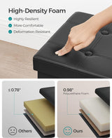 SONGMICS 109cm Folding Storage Ottoman Bench Black - 45-Degree Angle