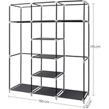 SONGMICS Folding Wardrobe Fabric Cabinet with 2 Clothes Rails Black - 45-Degree Angle