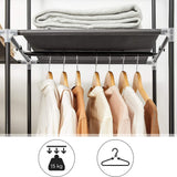 SONGMICS Folding Wardrobe Fabric Cabinet with 2 Clothes Rails Black - Rear View