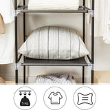 SONGMICS Folding Wardrobe Fabric Cabinet with 2 Clothes Rails Black - Close-Up Angle