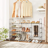 SONGMICS 10-Tier Metal Shoe Rack Customizable Design Grey - Top-Down View