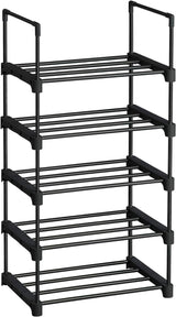 SONGMICS 5 Tier Metal Shoe Rack for 10 Pairs of Shoes Black - Top-Down View