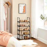 SONGMICS 5 Tier Metal Shoe Rack for 10 Pairs of Shoes Black - Front View