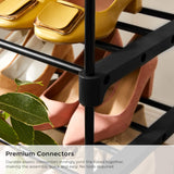SONGMICS 5 Tier Metal Shoe Rack for 10 Pairs of Shoes Black - 45-Degree Angle