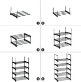 SONGMICS 5 Tier Metal Shoe Rack for 10 Pairs of Shoes Black - Close-Up Angle