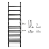 SONGMICS 10-Tier Metal Shoe Rack Customizable Design Black - Close-Up Angle