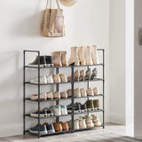 SONGMICS 10 Tier Metal Shoe Rack Non-Woven Fabric Shelves Black - Rear View