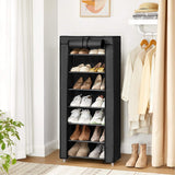 SONGMICS 7 Tier Shoe Rack for 14-20 Pairs of Shoes Nonwoven Fabric Cover Black - Front View