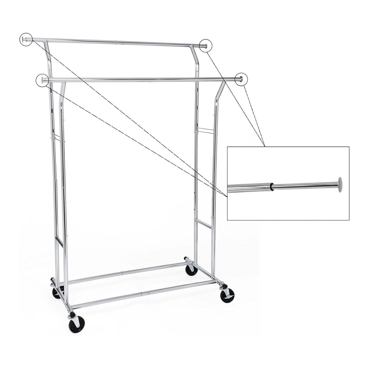 Heavy-Duty Silver Metal Clothing Rack on Wheels by SONGMICS