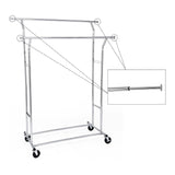 Heavy-Duty Silver Metal Clothing Rack on Wheels by SONGMICS - Top-Down View