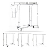 Heavy-Duty Silver Metal Clothing Rack on Wheels by SONGMICS - Rear View