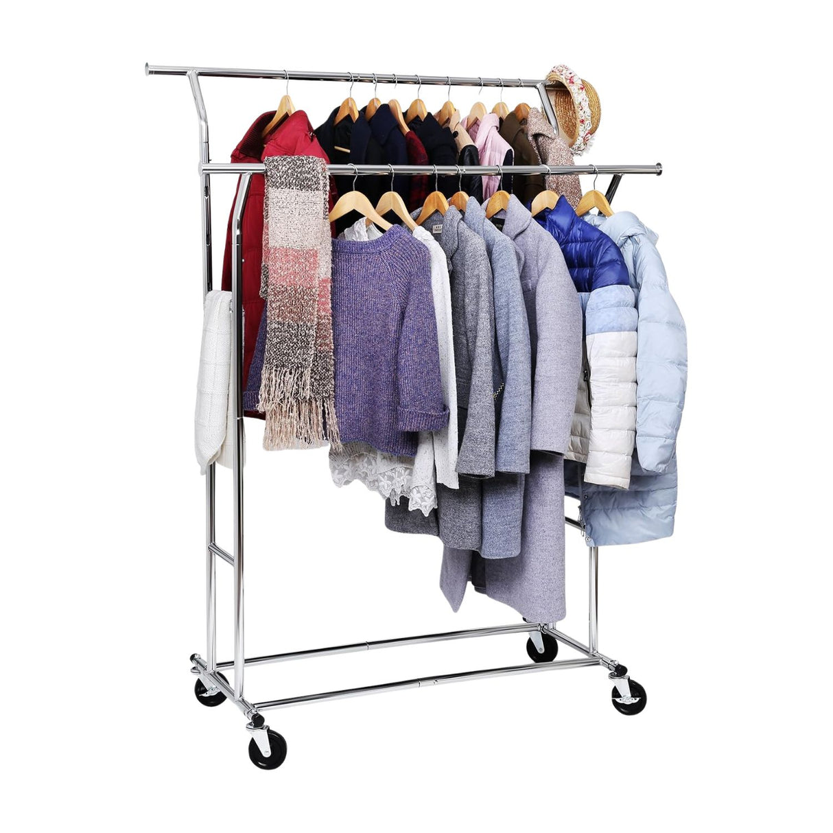 Heavy-Duty Silver Metal Clothing Rack on Wheels by SONGMICS