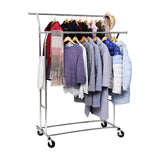 Heavy-Duty Silver Metal Clothing Rack on Wheels by SONGMICS - Close-Up Angle