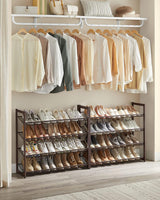 8-Tier Adjustable Bronze Shoe Rack for 32 Pairs with Detachable Shelves - Side View