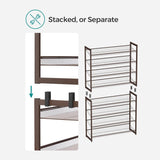 8-Tier Adjustable Bronze Shoe Rack for 32 Pairs with Detachable Shelves - Top-Down View