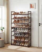 8-Tier Adjustable Bronze Shoe Rack for 32 Pairs with Detachable Shelves - Extra Image
