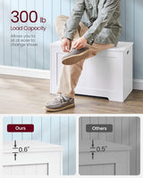 VASAGLE Storage Bench White - Rear View