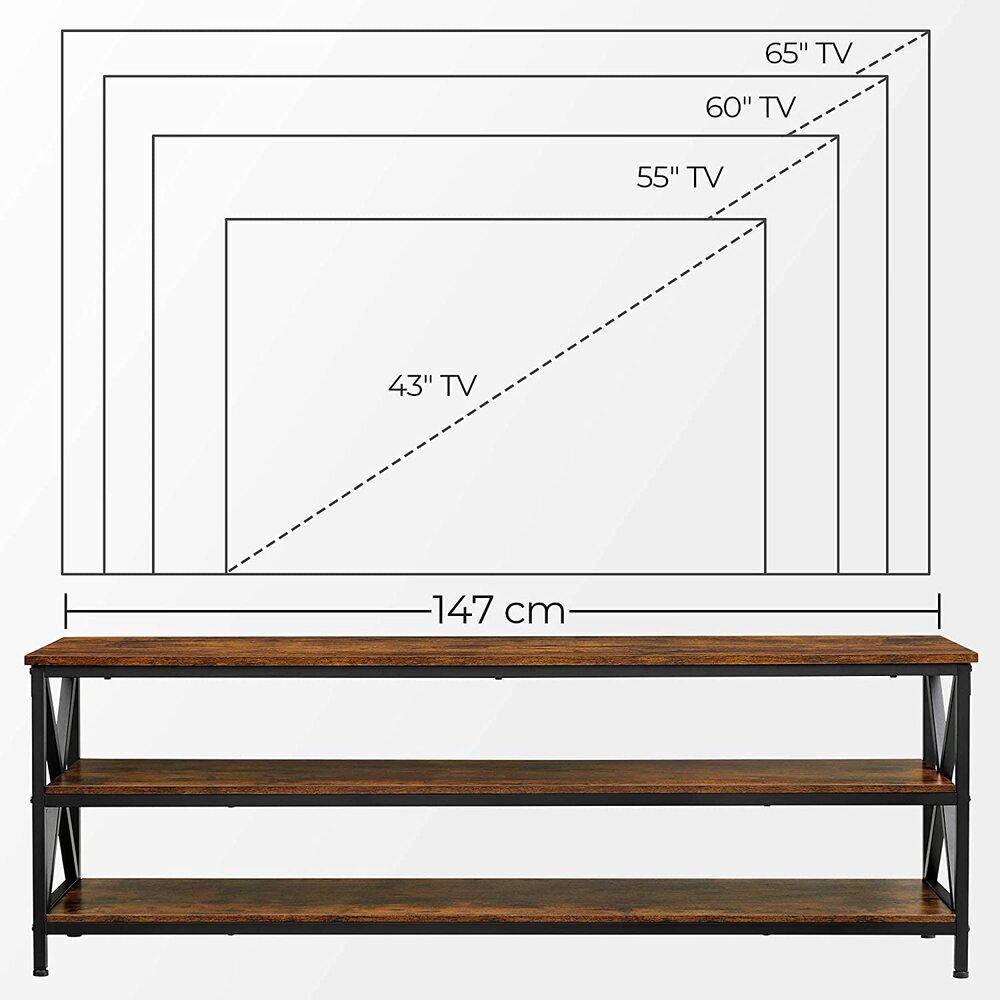 VASAGLE TV Shelf TV Cabinet Lowboard for TVs up to 65 inches Vintage Brown/Black
