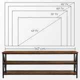 VASAGLE TV Shelf TV Cabinet Lowboard for TVs up to 65 inches Vintage Brown/Black - Front View