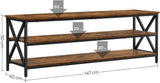 VASAGLE TV Shelf TV Cabinet Lowboard for TVs up to 65 inches Vintage Brown/Black - Side View