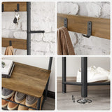 VASAGLE Coat Stand with Shoe Racks Walnut Brown/Black - Front View