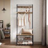 VASAGLE Coat Stand with Shoe Racks Walnut Brown/Black - Low Angle