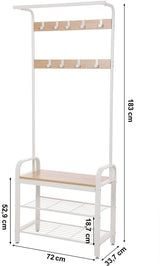 VASAGLE Coat Rack Stand 175cm White - 45-Degree Angle