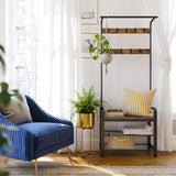VASAGLE Coat Rack Stand Height 183 cm Rustic Brown and Black - 45-Degree Angle