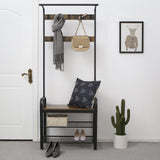 VASAGLE Coat Rack Stand Height 183 cm Rustic Brown and Black - Rear View