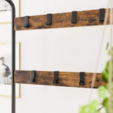 VASAGLE Coat Rack Stand Height 183 cm Rustic Brown and Black - Close-Up Angle