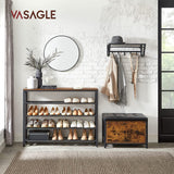 VASAGLE Shoe Rack Shoe Storage Organiser with 4 Mesh Shelves Rustic Brown and Black - Top-Down View