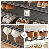 VASAGLE Shoe Rack Shoe Storage Organiser with 4 Mesh Shelves Rustic Brown and Black - 45-Degree Angle