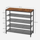 VASAGLE Shoe Rack Shoe Storage Organiser with 4 Mesh Shelves Rustic Brown and Black - Extra Image