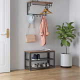 VASAGLE Shoe Bench with Seat Shoe Rack with 2 Mesh Shelves Rustic Brown and Black - Extra Image