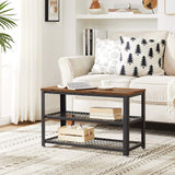 VASAGLE Shoe Bench with Seat Shoe Rack with 2 Mesh Shelves Rustic Brown and Black - Extra Image