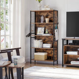 VASAGLE 4 Tiers Bookcase Office Storage Shelf Rustic Brown and Black - Rear View