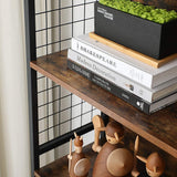 VASAGLE 4 Tiers Bookcase Office Storage Shelf Rustic Brown and Black - Low Angle
