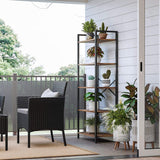 VASAGLE 5-Tier Storage Rack Bookshelf with Steel Frame Rustic Brown and Black - 45-Degree Angle