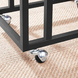 VASAGLE End Table Side Table Coffee Table with Steel Frame and Castors Rustic Brown and Black - Side View